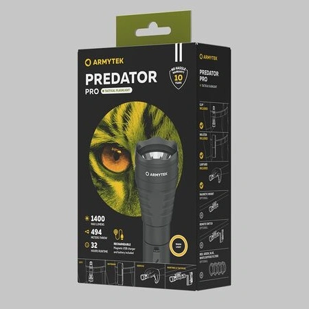 Latarka Armytek Predator Pro Magnet USB (ciepłe światło) - Polunek