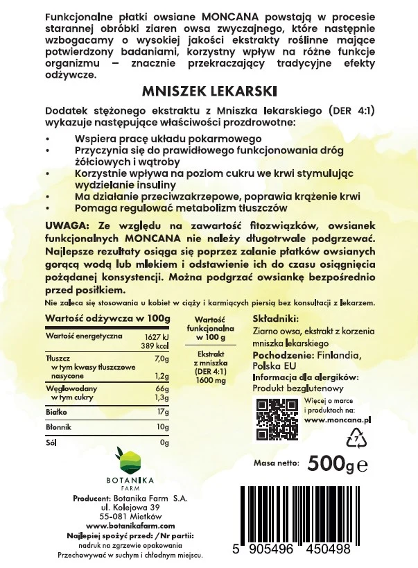 Owsianka Funkcjonalna – Bezglutenowe Płatki Owsiane z Mniszkiem Lekarskim - 2 szt. - Wojtek Marek