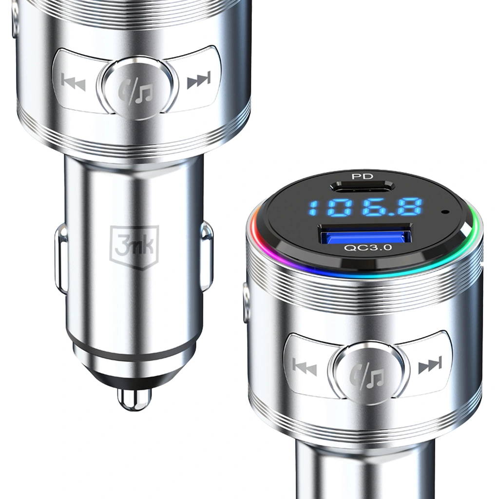 3mk Hyper Car Power Transmitter 48W QC PD PPS USB 1C1A Silver - LeszkoMotoTV