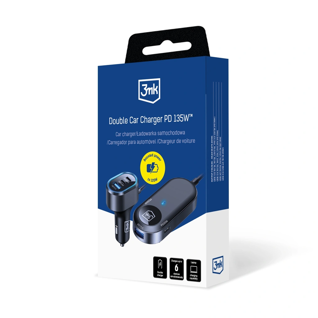 3mk Double Car Charger PD 135W - LeszkoMotoTV