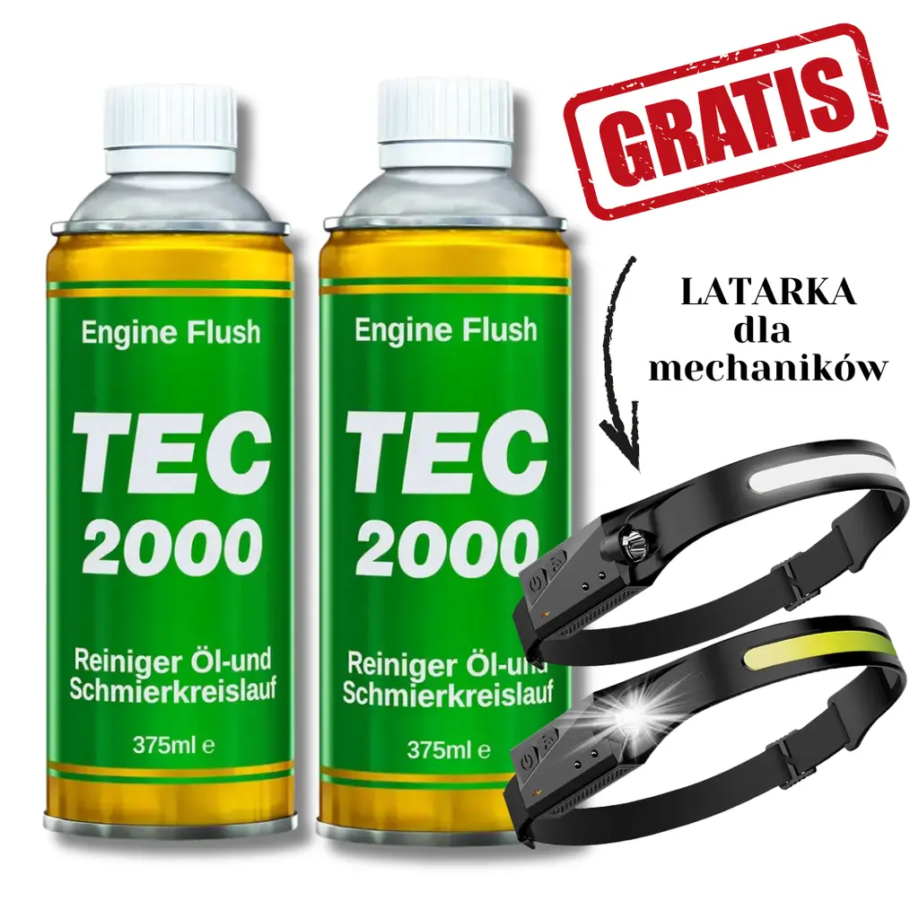 PROMO ZESTAW 2 szt Płukanka do silnika TEC 2000 + latarka GRATIS - LeszkoMotoTV