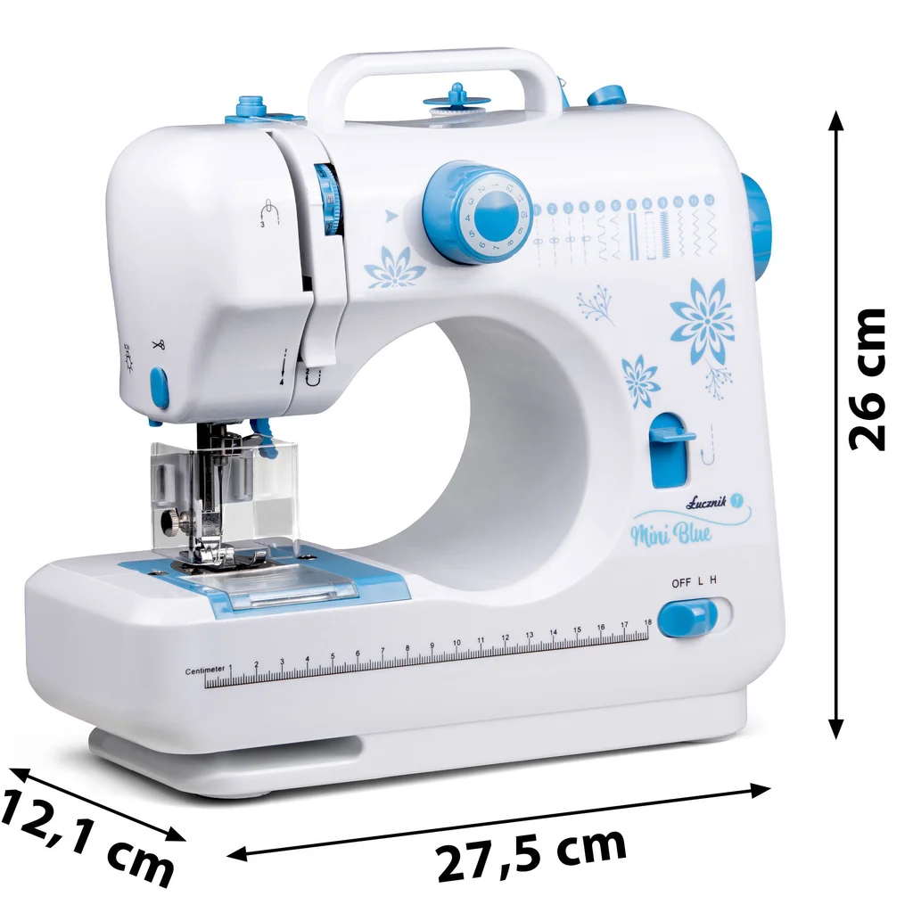  Maszyna do szycia ŁUCZNIK Mini Blue + osłonka na palce, akcesoria + wykroje CONATOTATO - ConatoTATO 