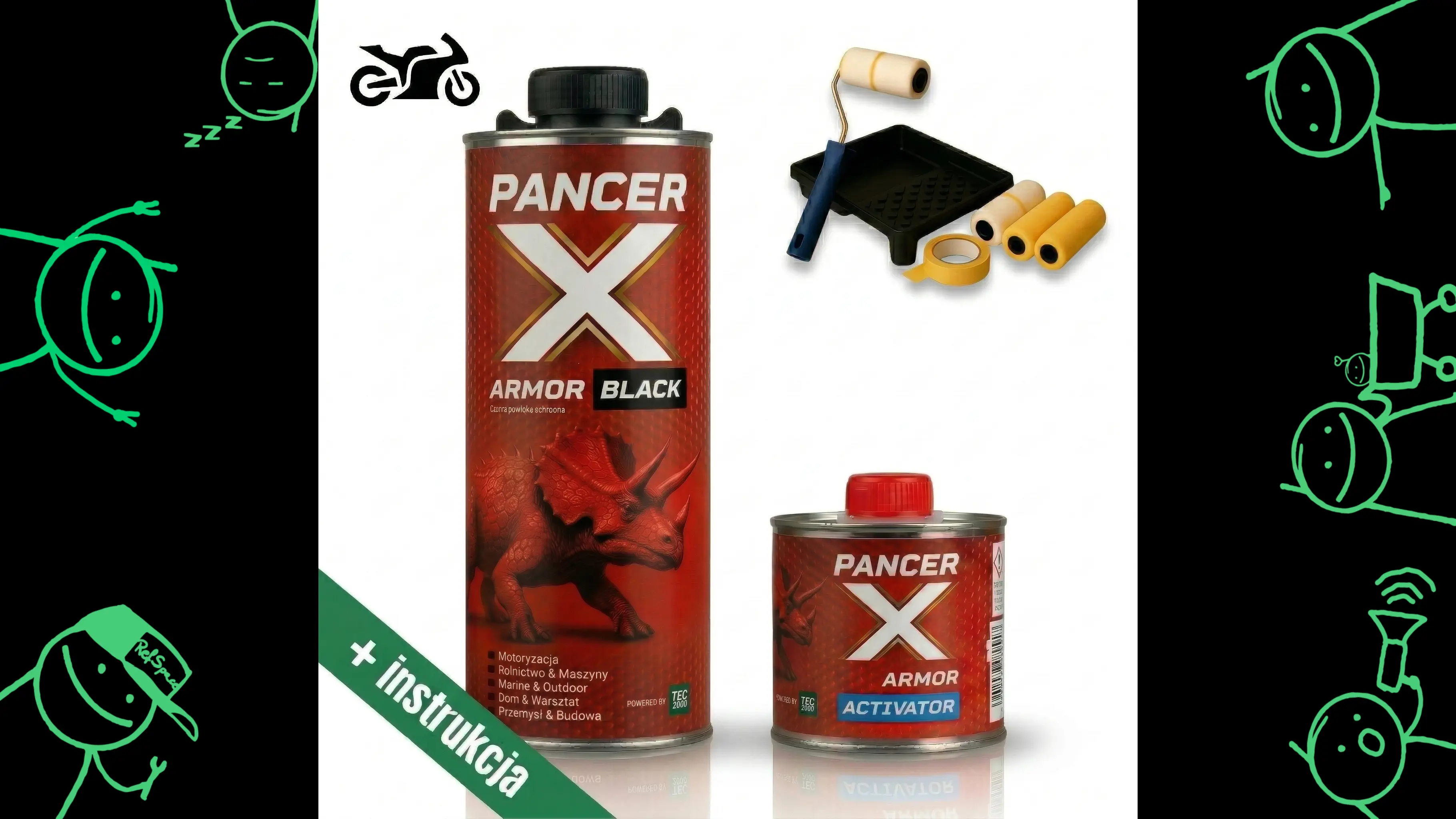 Zestaw do malowania skutera wałkiem czarny strukturalny