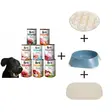 Zestaw dla psa - spowalniacz jedzenia, mata pod miski 47×30 cm, miska L, Brit Pate & Meat MIX 8 SMAKÓW 400g x8 mokra karma dla psa bezzbożowa mięsna