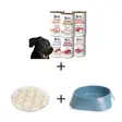 Zestaw dla psa - spowalniacz jedzenia, mata L, miska L, mokra karma Brit MONO PROTEIN MIX 6 smaków 12x400g na alergie dla psa