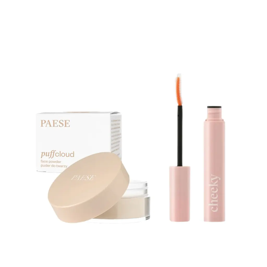 Zestaw: PAESE – PUFF & CHEEKY | Puder do twarzy + Tusz do rzęs - natalie.anne.mary