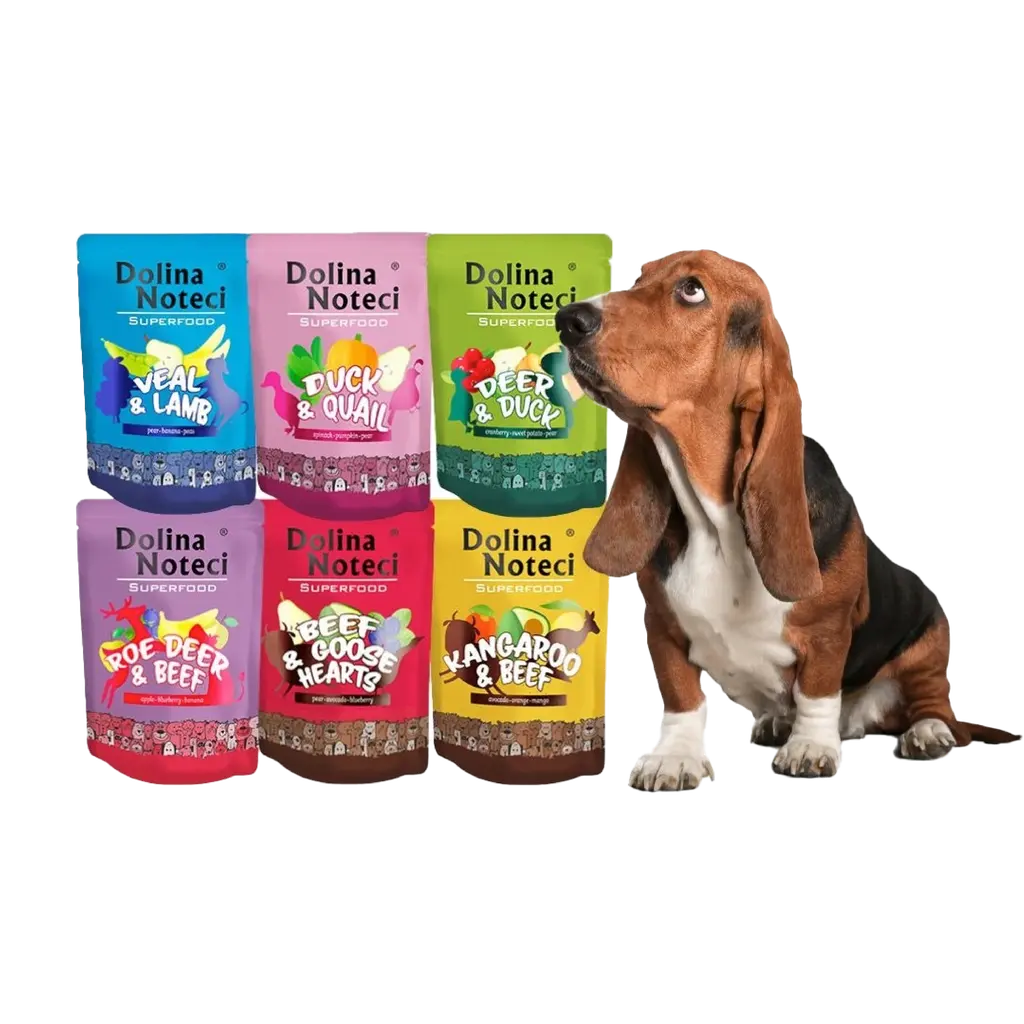 DOLINA NOTECI Superfood Mokra karma dla psa MIX smaków saszetki 6x300g - Tryfonka maluje