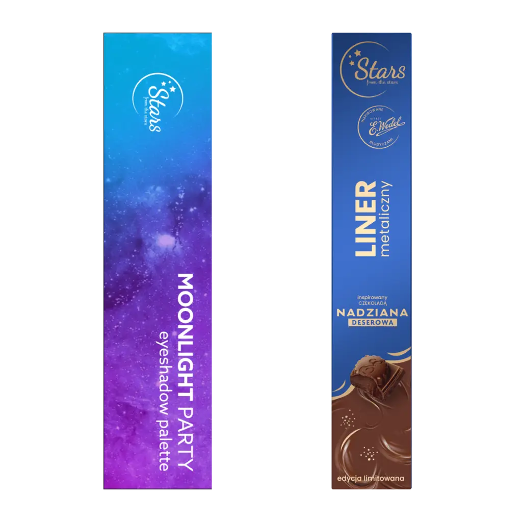 Zestaw Stars from the stars: MOONLIGHT PARTY paleta cieni do powiek  + WEDEL NADZIANA Eyeliner metaliczny 02 kobaltowy - Tryfonka maluje