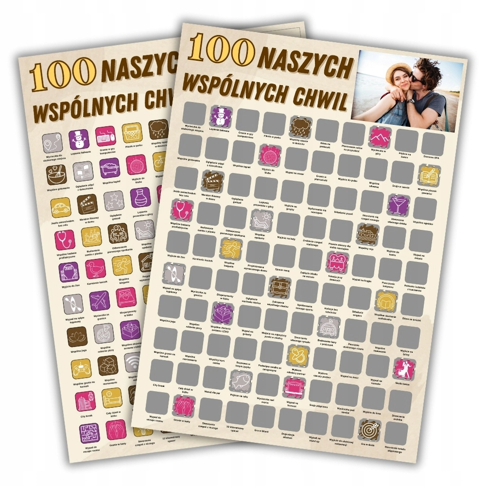 Plakat zdrapka dla par – 100 pomysłów na randki - Dawid Woźniak