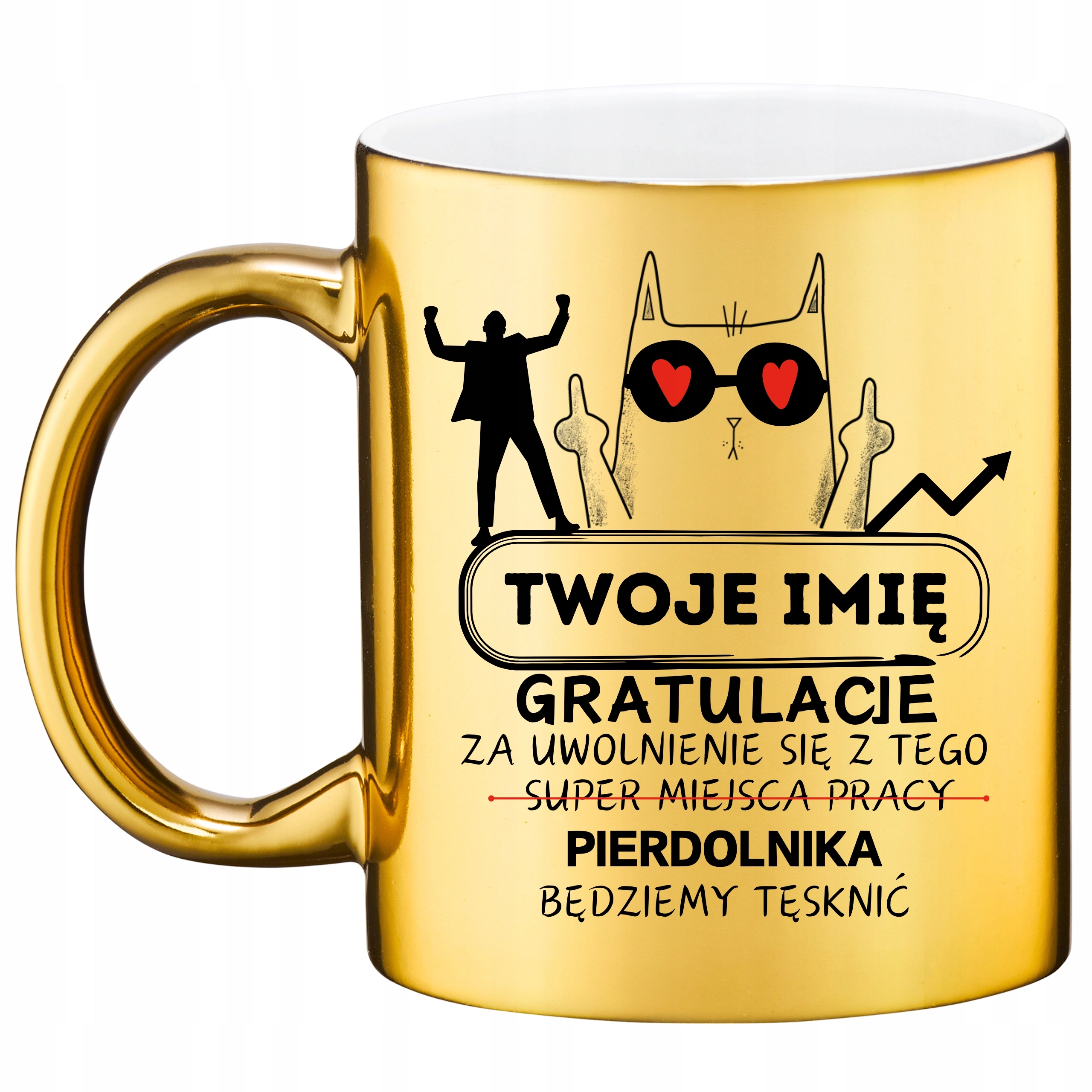 Kubek złoty na odejście z pracy z imieniem - Dawid Woźniak